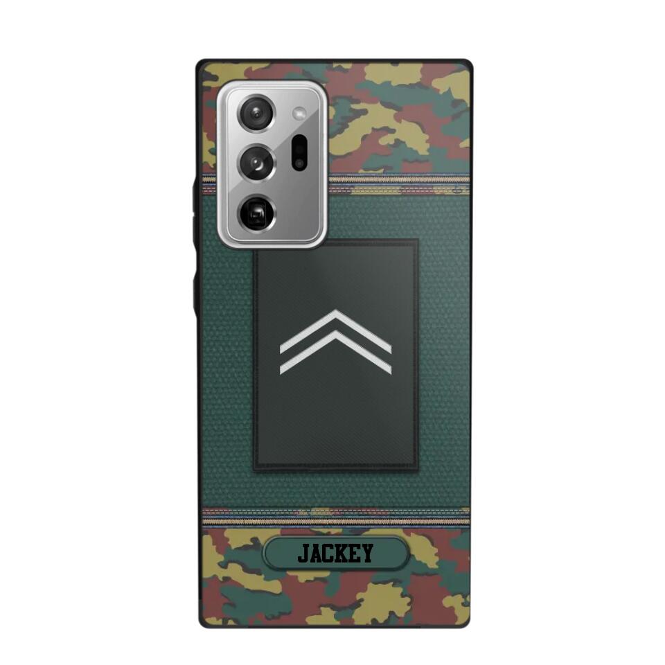 Personalized Belgium Soldier/ Veteran Rank Camo Phonecase Printed 23FEB-DT03