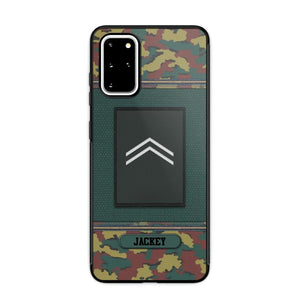 Personalized Belgium Soldier/ Veteran Rank Camo Phonecase Printed 23FEB-DT03