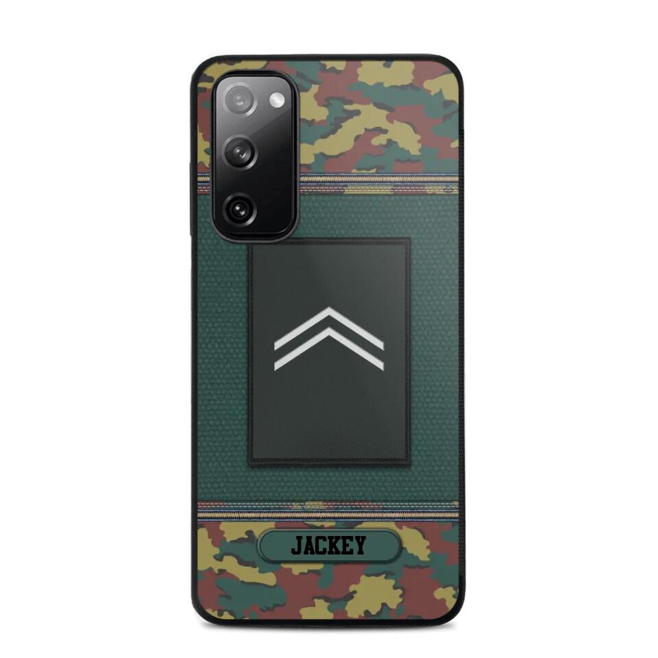 Personalized Belgium Soldier/ Veteran Rank Camo Phonecase Printed 23FEB-DT03