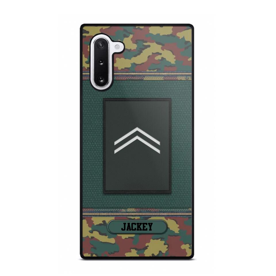 Personalized Belgium Soldier/ Veteran Rank Camo Phonecase Printed 23FEB-DT03