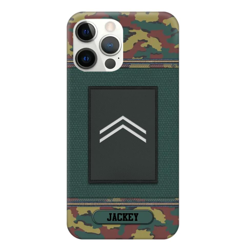 Personalized Belgium Soldier/ Veteran Rank Camo Phonecase Printed 23FEB-DT03