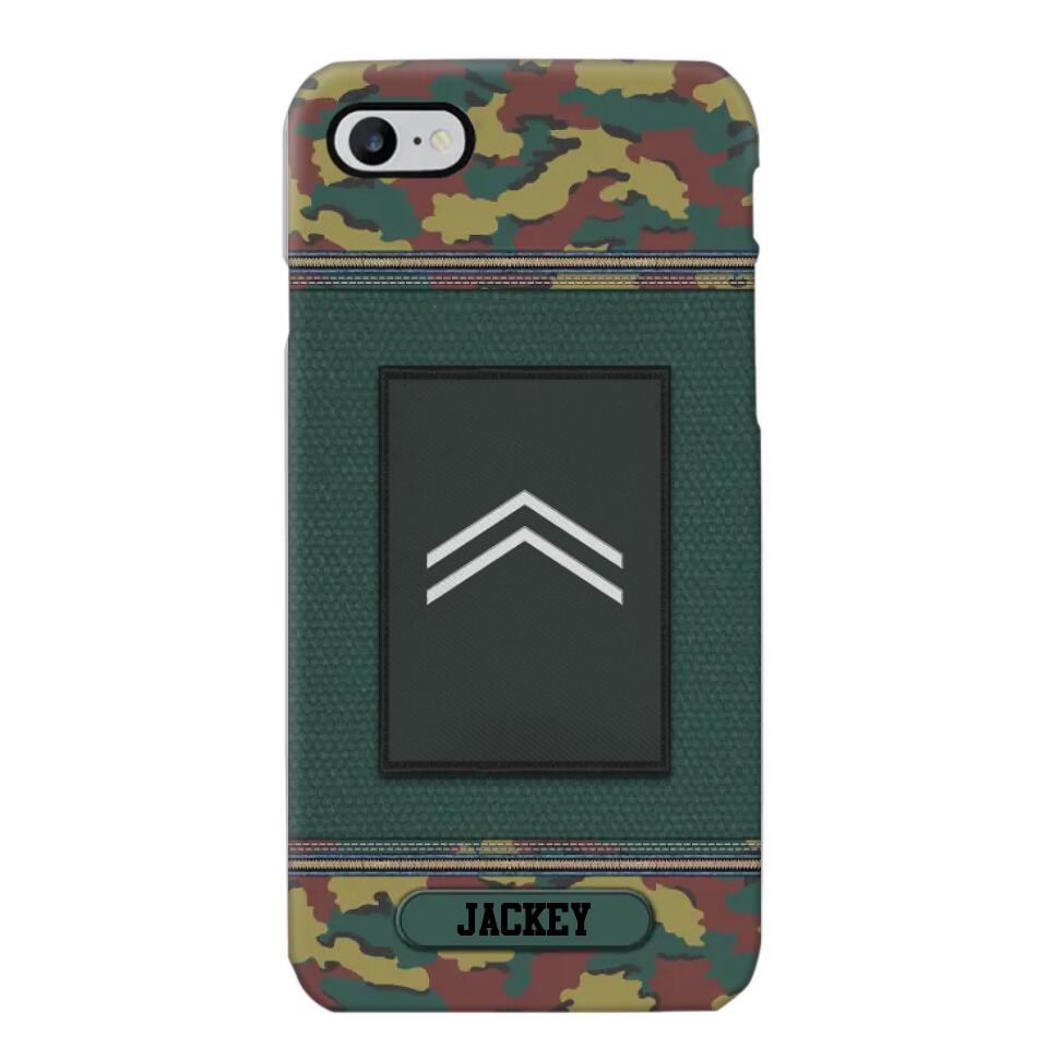 Personalized Belgium Soldier/ Veteran Rank Camo Phonecase Printed 23FEB-DT03