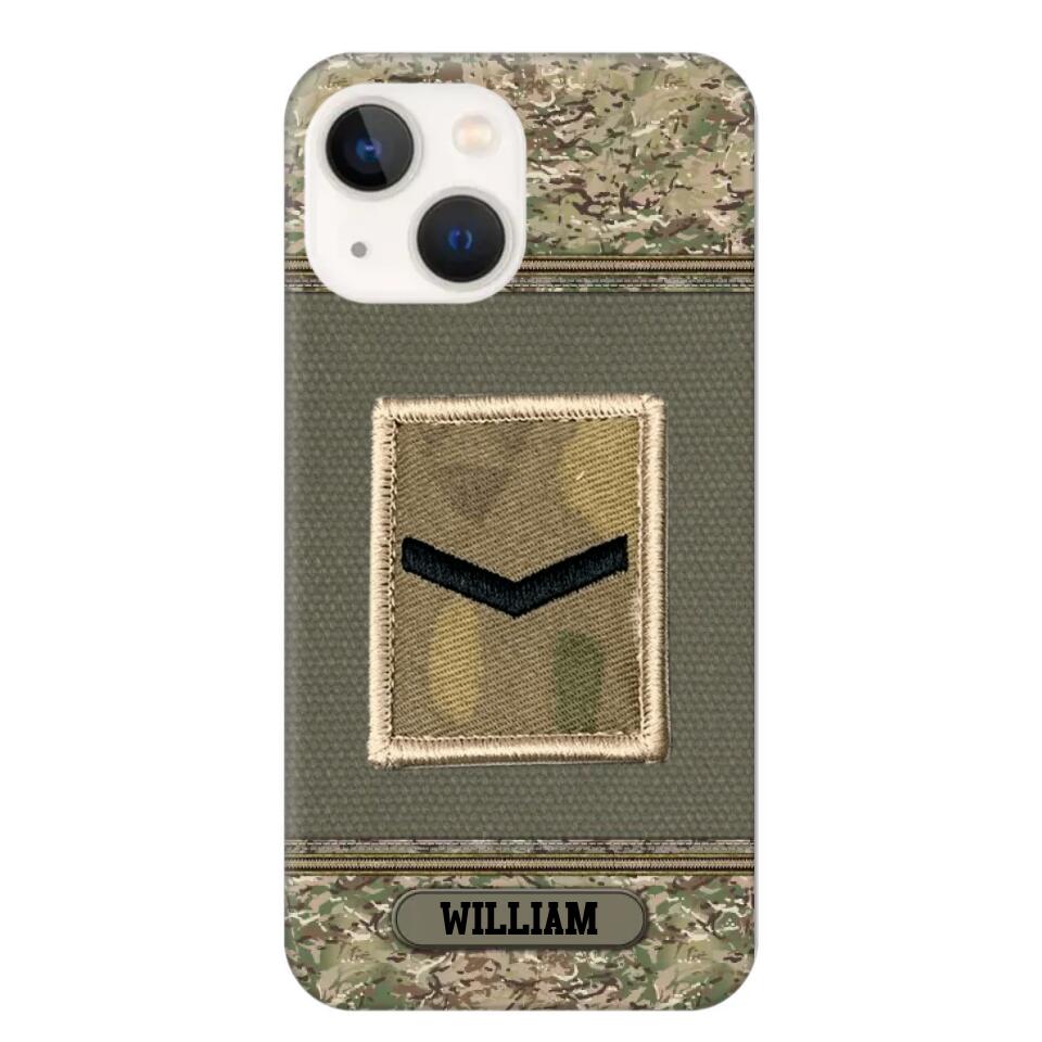 Personalized British Soldier/ Veteran Rank Camo Phonecase Printed 23FEB-DT03