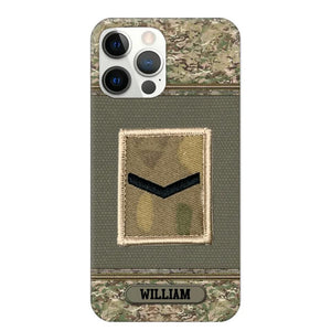 Personalized British Soldier/ Veteran Rank Camo Phonecase Printed 23FEB-DT03