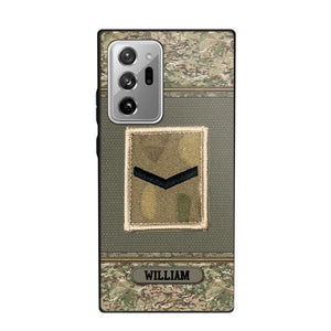 Personalized British Soldier/ Veteran Rank Camo Phonecase Printed 23FEB-DT03