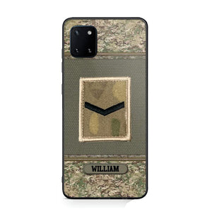 Personalized British Soldier/ Veteran Rank Camo Phonecase Printed 23FEB-DT03