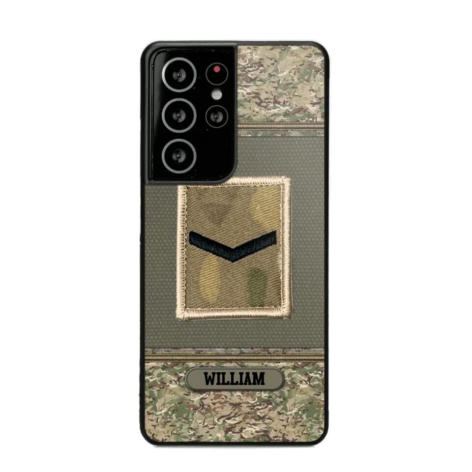 Personalized British Soldier/ Veteran Rank Camo Phonecase Printed 23FEB-DT03