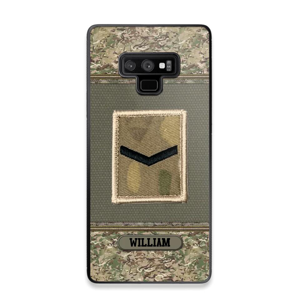 Personalized British Soldier/ Veteran Rank Camo Phonecase Printed 23FEB-DT03