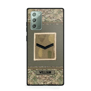 Personalized British Soldier/ Veteran Rank Camo Phonecase Printed 23FEB-DT03