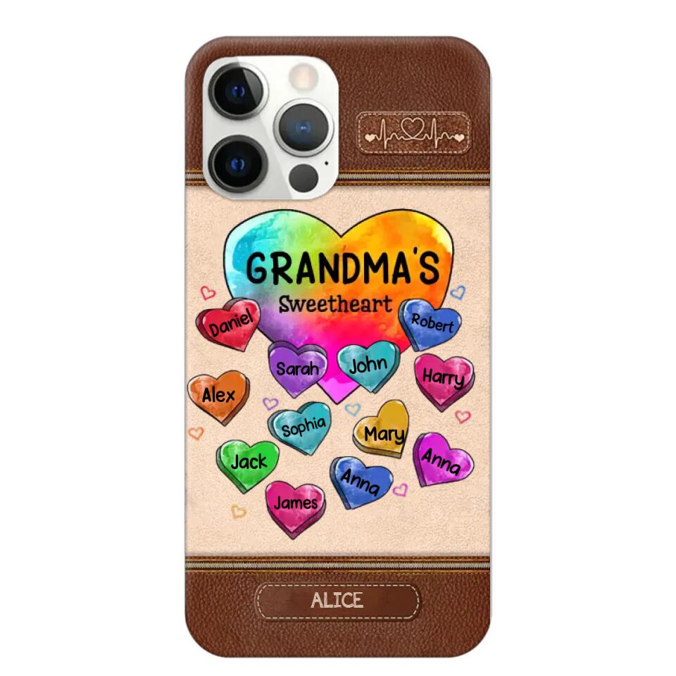 Personalized Grandma's Sweetheart & Kid Name Phonecase Printed 23FEB-VD06