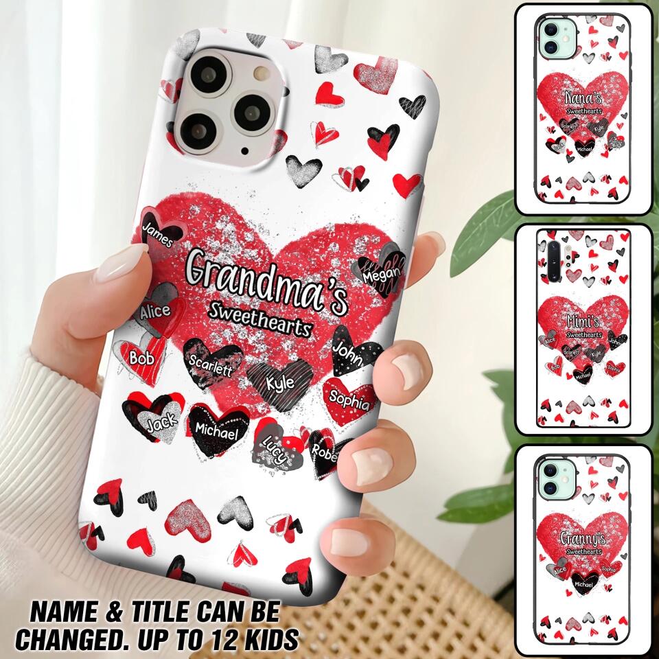 Personalized Grandma's Sweethearts & Kid's Name Phonecase Printed 23FEB-VD08