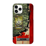 Personalized Canadian Soldier/ Veteran Rank Camo Flag Phonecase Printed 23FEB-DT09