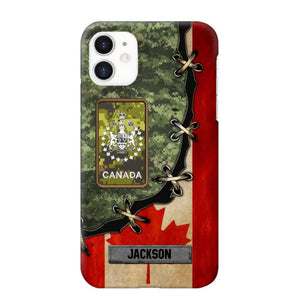 Personalized Canadian Soldier/ Veteran Rank Camo Flag Phonecase Printed 23FEB-DT09