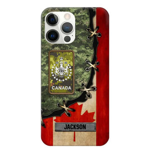 Personalized Canadian Soldier/ Veteran Rank Camo Flag Phonecase Printed 23FEB-DT09