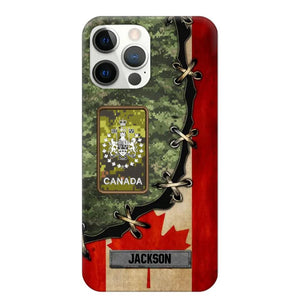 Personalized Canadian Soldier/ Veteran Rank Camo Flag Phonecase Printed 23FEB-DT09