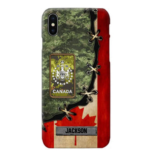 Personalized Canadian Soldier/ Veteran Rank Camo Flag Phonecase Printed 23FEB-DT09