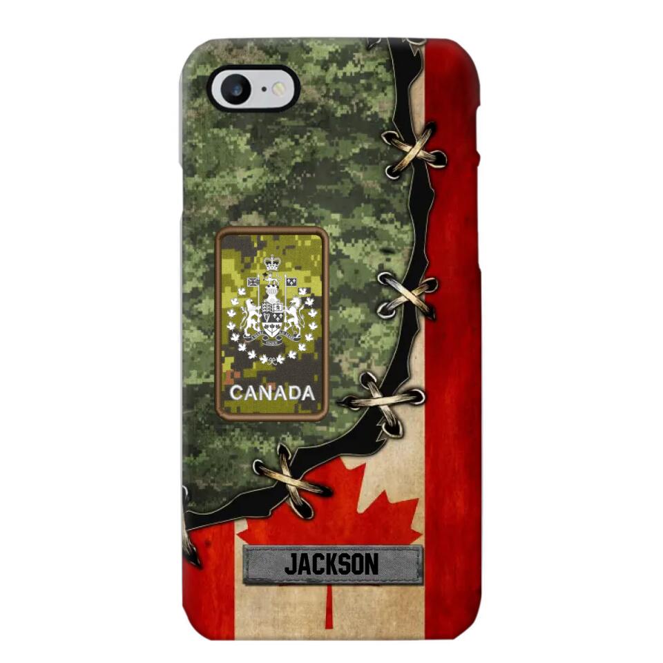 Personalized Canadian Soldier/ Veteran Rank Camo Flag Phonecase Printed 23FEB-DT09