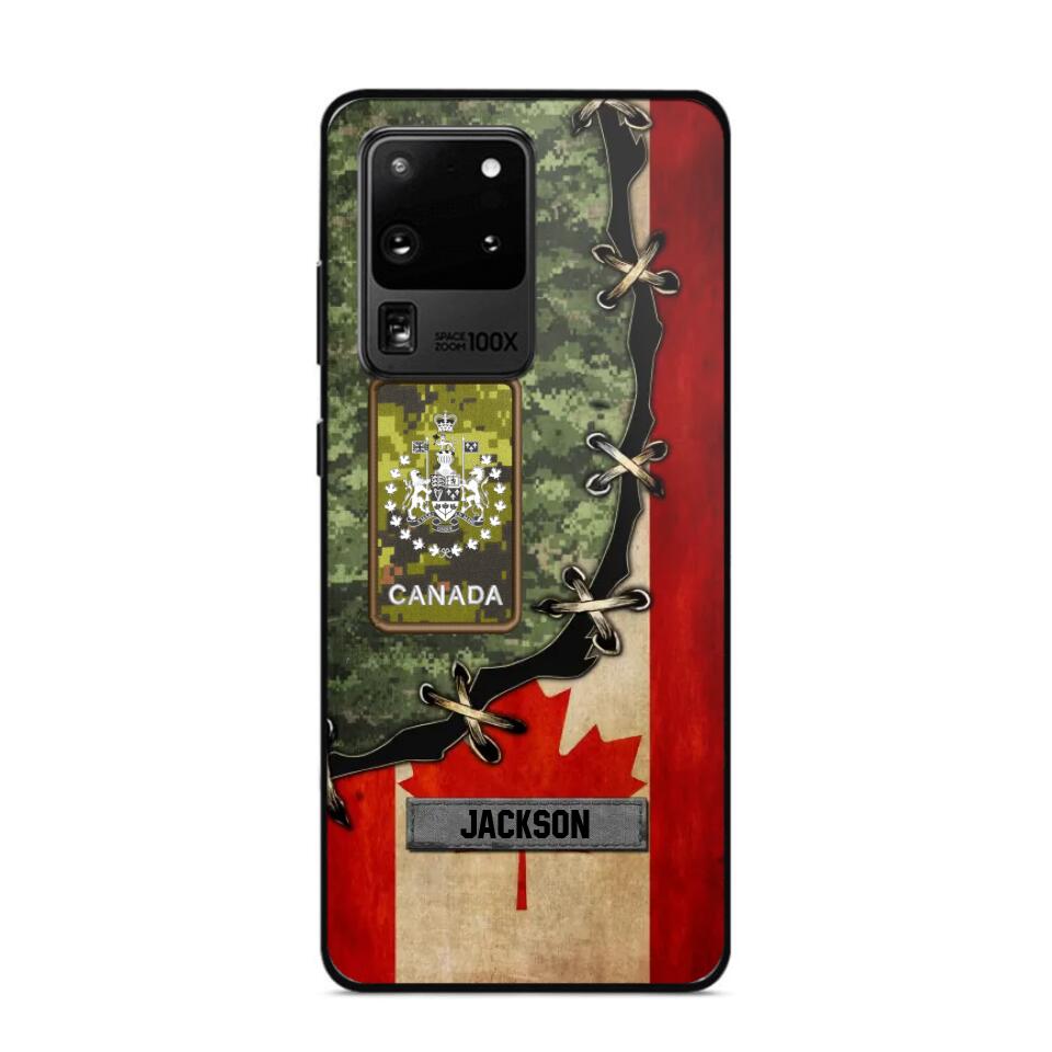 Personalized Canadian Soldier/ Veteran Rank Camo Flag Phonecase Printed 23FEB-DT09