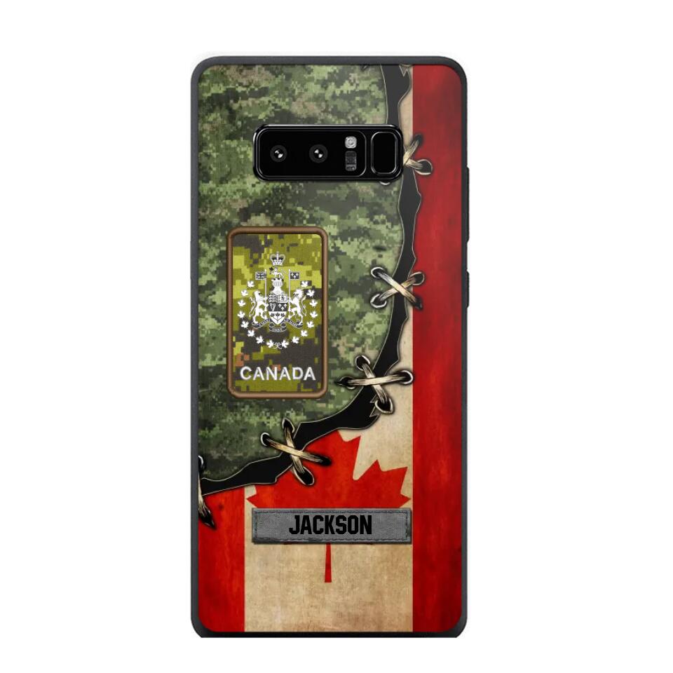 Personalized Canadian Soldier/ Veteran Rank Camo Flag Phonecase Printed 23FEB-DT09