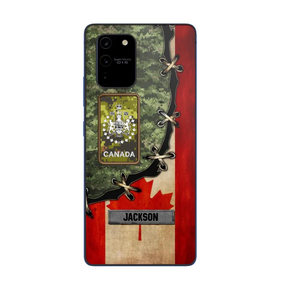 Personalized Canadian Soldier/ Veteran Rank Camo Flag Phonecase Printed 23FEB-DT09