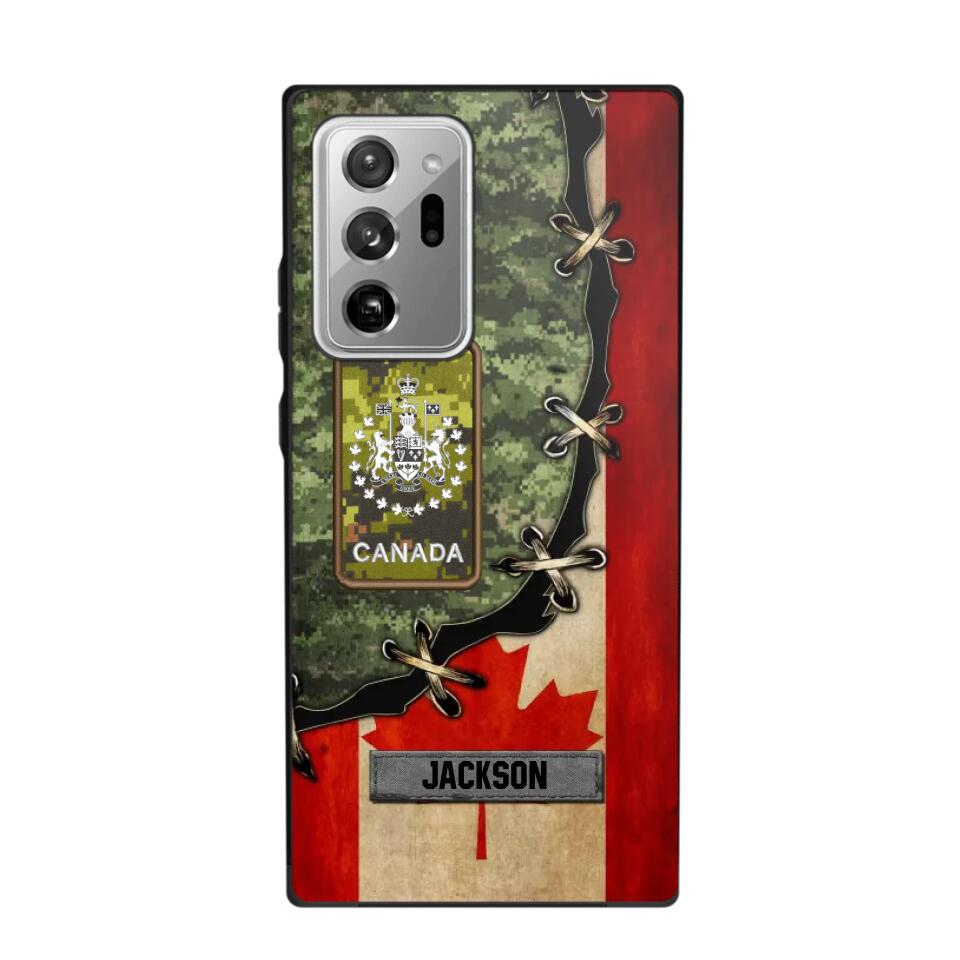 Personalized Canadian Soldier/ Veteran Rank Camo Flag Phonecase Printed 23FEB-DT09