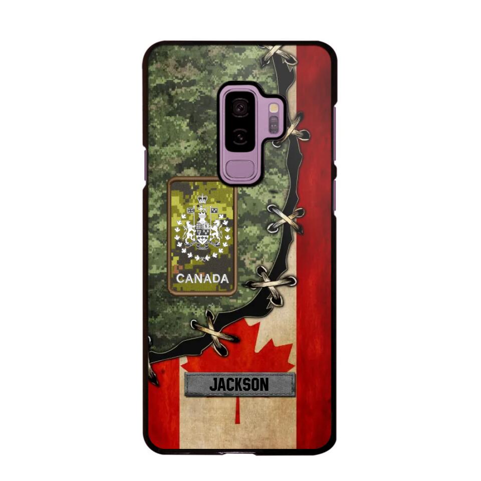 Personalized Canadian Soldier/ Veteran Rank Camo Flag Phonecase Printed 23FEB-DT09