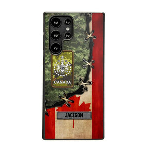 Personalized Canadian Soldier/ Veteran Rank Camo Flag Phonecase Printed 23FEB-DT09