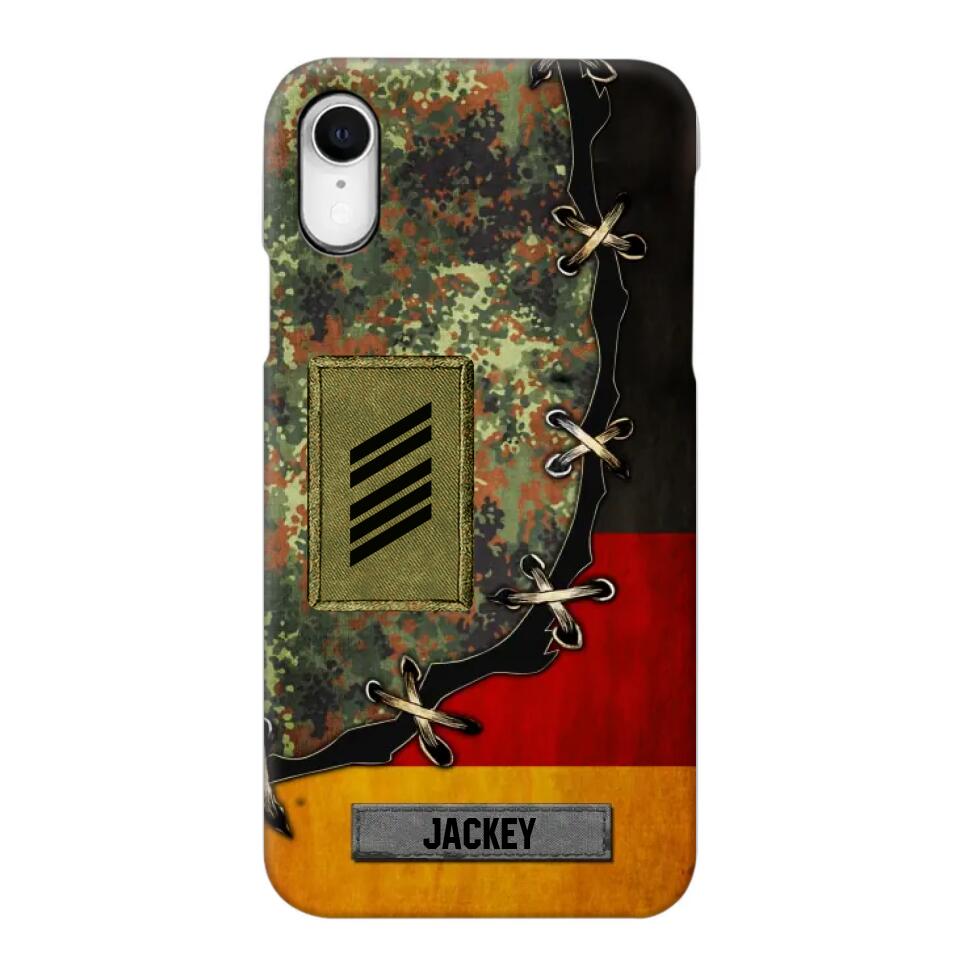 Personalized German Soldier/ Veteran Rank Camo Flag Phonecase Printed 23FEB-DT09