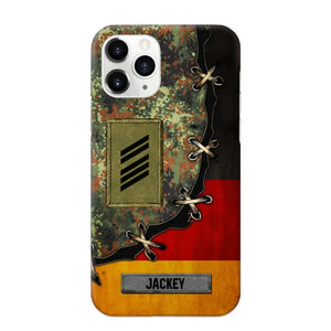 Personalized German Soldier/ Veteran Rank Camo Flag Phonecase Printed 23FEB-DT09