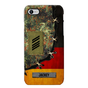 Personalized German Soldier/ Veteran Rank Camo Flag Phonecase Printed 23FEB-DT09