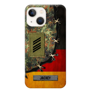 Personalized German Soldier/ Veteran Rank Camo Flag Phonecase Printed 23FEB-DT09