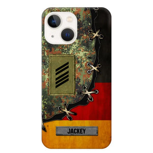 Personalized German Soldier/ Veteran Rank Camo Flag Phonecase Printed 23FEB-DT09