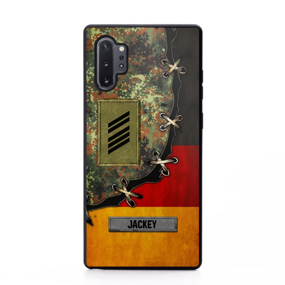 Personalized German Soldier/ Veteran Rank Camo Flag Phonecase Printed 23FEB-DT09