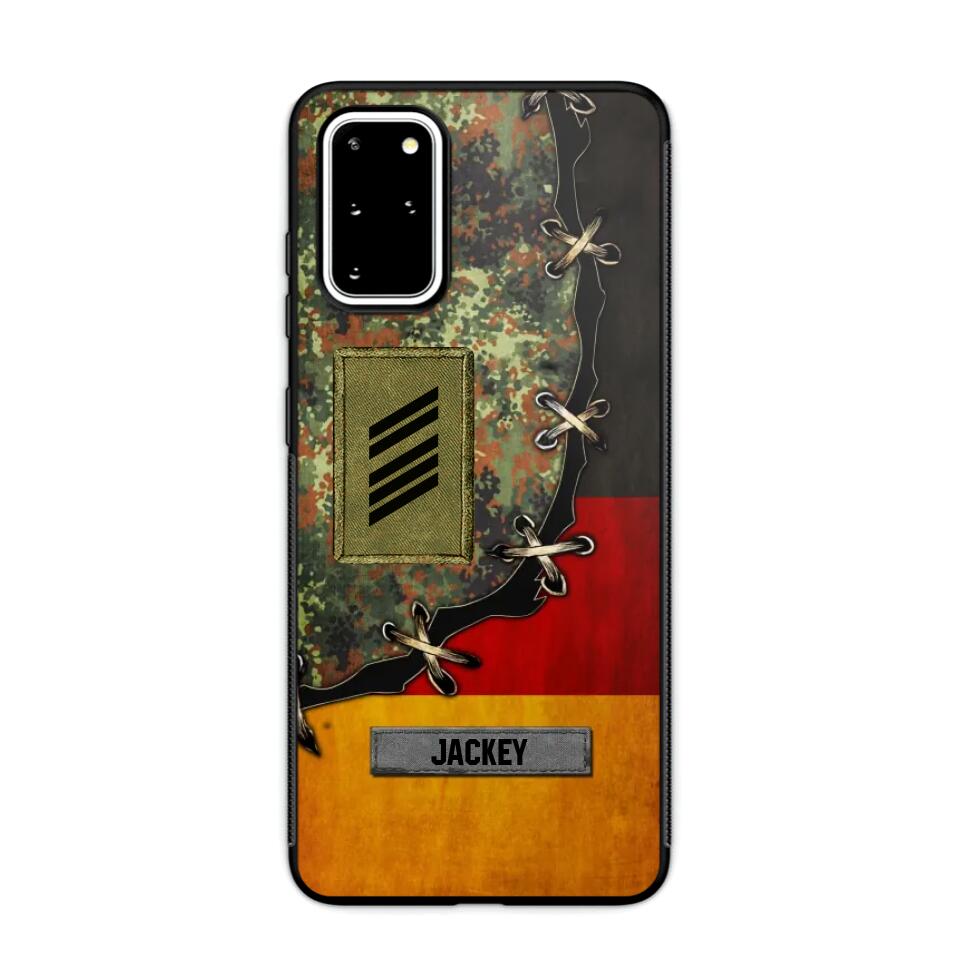 Personalized German Soldier/ Veteran Rank Camo Flag Phonecase Printed 23FEB-DT09