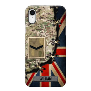 Personalized UK Soldier/ Veteran Rank Camo Flag Phonecase Printed 23FEB-DT09