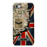 Personalized UK Soldier/ Veteran Rank Camo Flag Phonecase Printed 23FEB-DT09