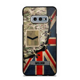 Personalized UK Soldier/ Veteran Rank Camo Flag Phonecase Printed 23FEB-DT09