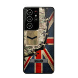 Personalized UK Soldier/ Veteran Rank Camo Flag Phonecase Printed 23FEB-DT09