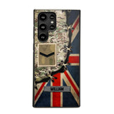 Personalized UK Soldier/ Veteran Rank Camo Flag Phonecase Printed 23FEB-DT09