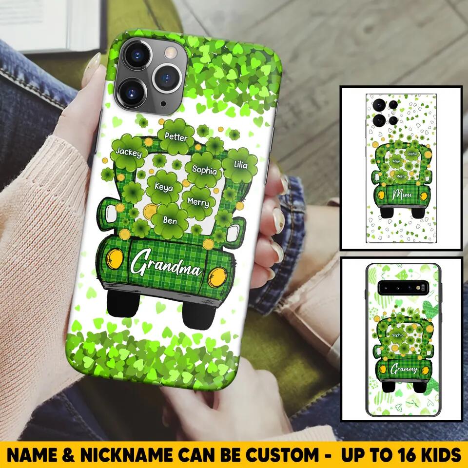 Personalized Grandma Mom Aunt Nana Lucky Flower Jeep Kid Name Sunflower Phonecase Printed PNHQ1502