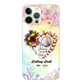 Memorial Upload Photo, Sunflower Heart Forever In Our Hearts Personalized Phone case Printed QTHQ2002