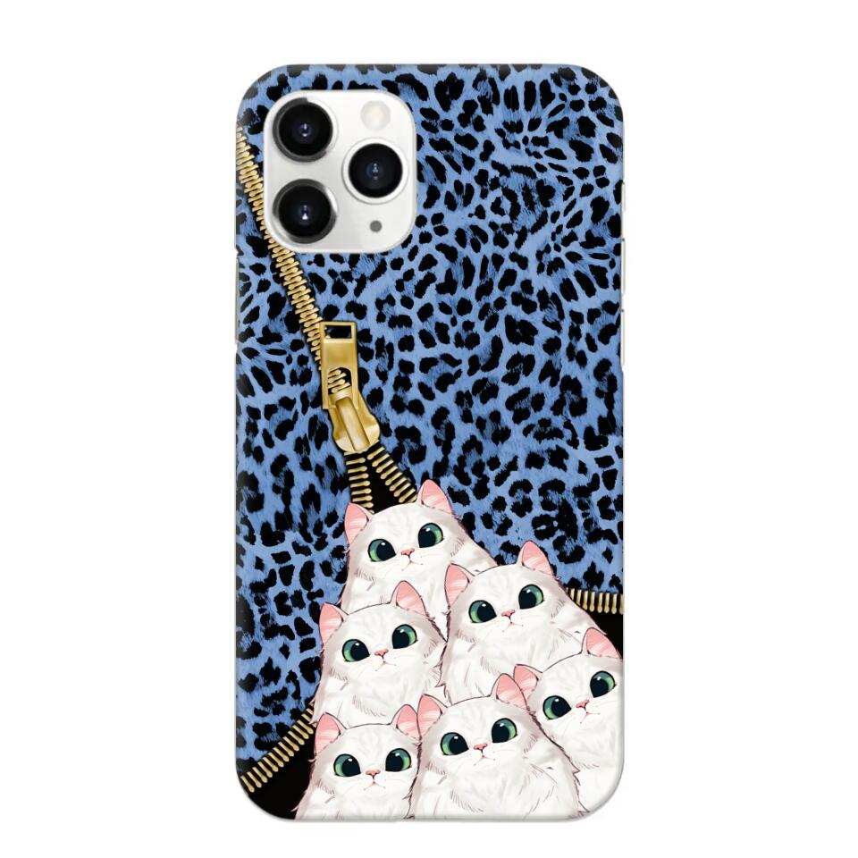 Personalized Cats with Colorful Leopard Skin Cat Lovers Gift Phonecase Printed 23FEB-HQ23