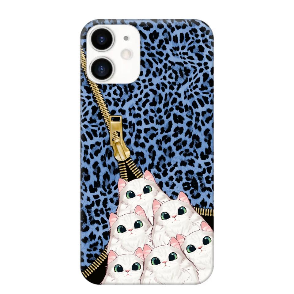 Personalized Cats with Colorful Leopard Skin Cat Lovers Gift Phonecase Printed 23FEB-HQ23