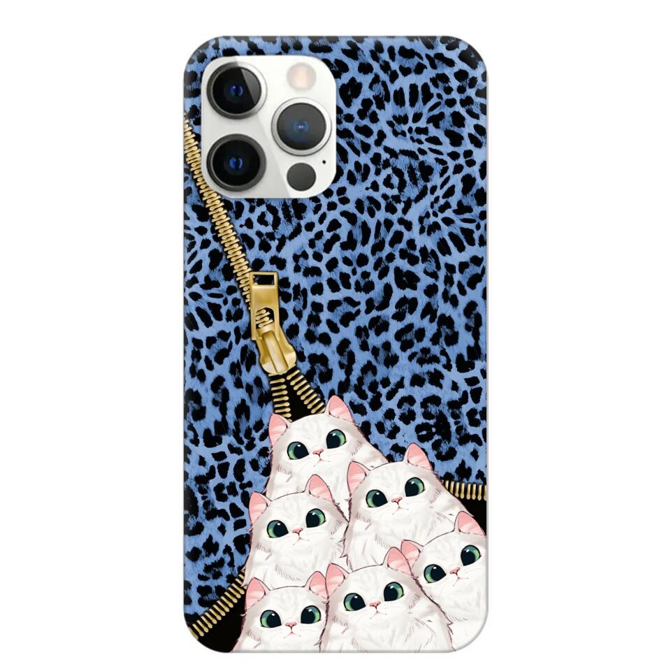 Personalized Cats with Colorful Leopard Skin Cat Lovers Gift Phonecase Printed 23FEB-HQ23