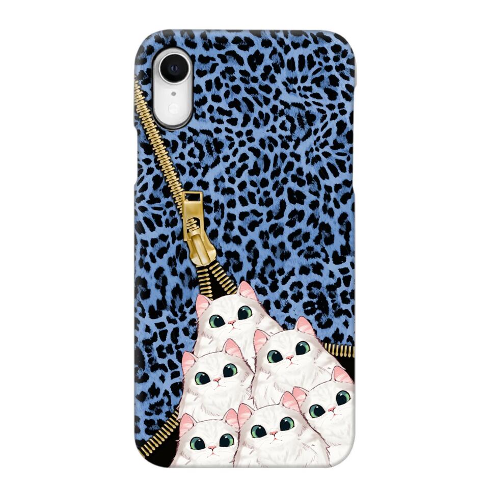 Personalized Cats with Colorful Leopard Skin Cat Lovers Gift Phonecase Printed 23FEB-HQ23