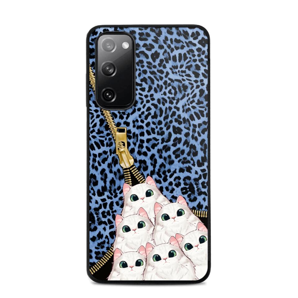 Personalized Cats with Colorful Leopard Skin Cat Lovers Gift Phonecase Printed 23FEB-HQ23