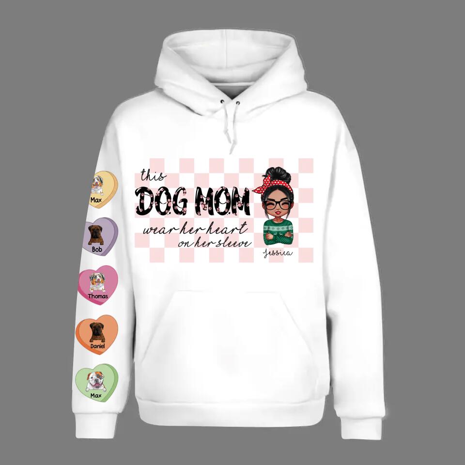 Personalized This Dog Mom Wear Her Heart On Her Sleeve Hoodie 3D Printed 23FEB-DT06