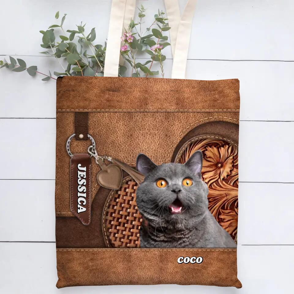 Personalized Upload photo Cat Mom Tote Bag/Leather wallet Printed QTHQ0103