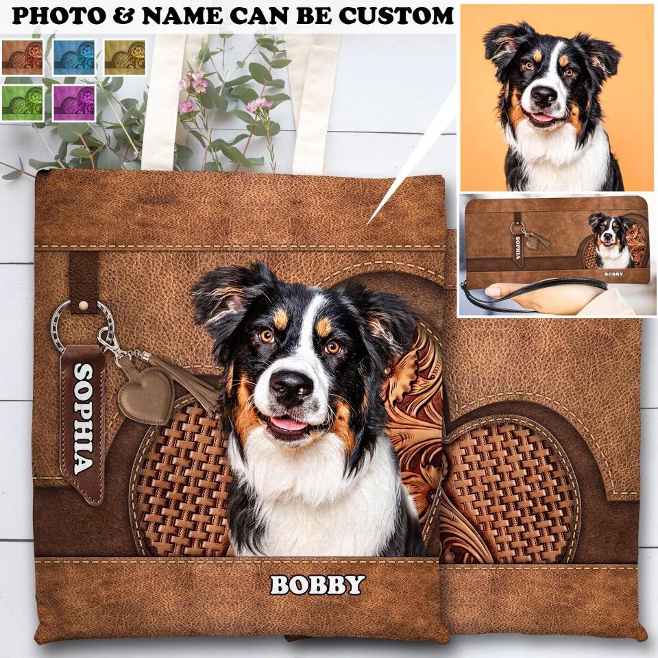 Personalized Upload photo Dog Mom Tote Bag/Leather wallet Printed QTHQ0103