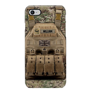 Personalized UK Veteran/Soldier Uniform Rank Camo Phonecase Printed 23MAR-DT01